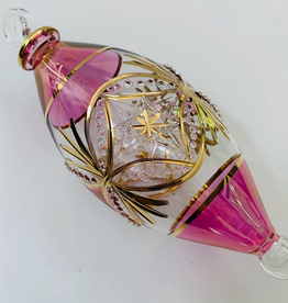 Dandarah Blown Glass Oval Ornament Pink Carousel - Egypt