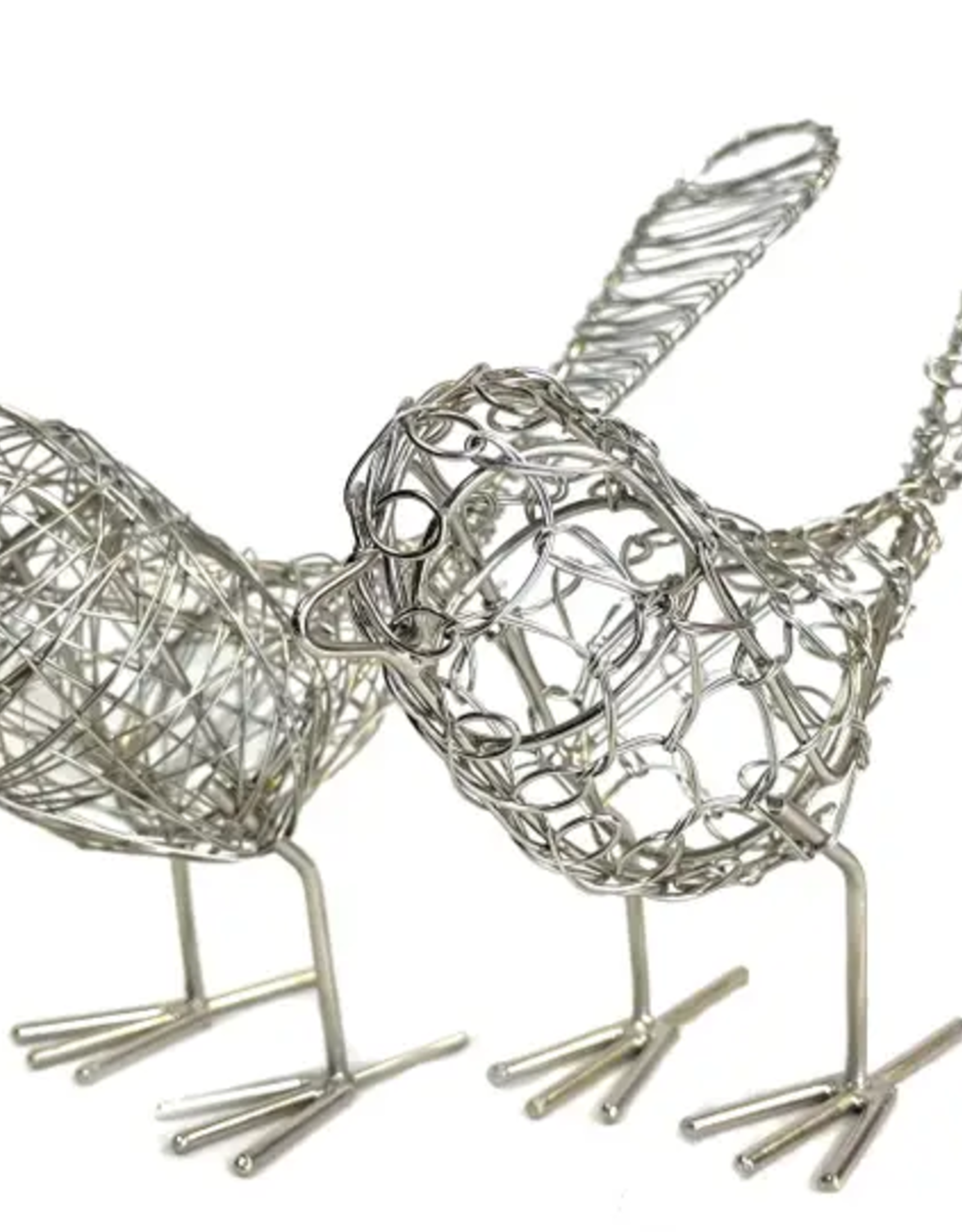 India Wrapped Wire Birds Silver - India