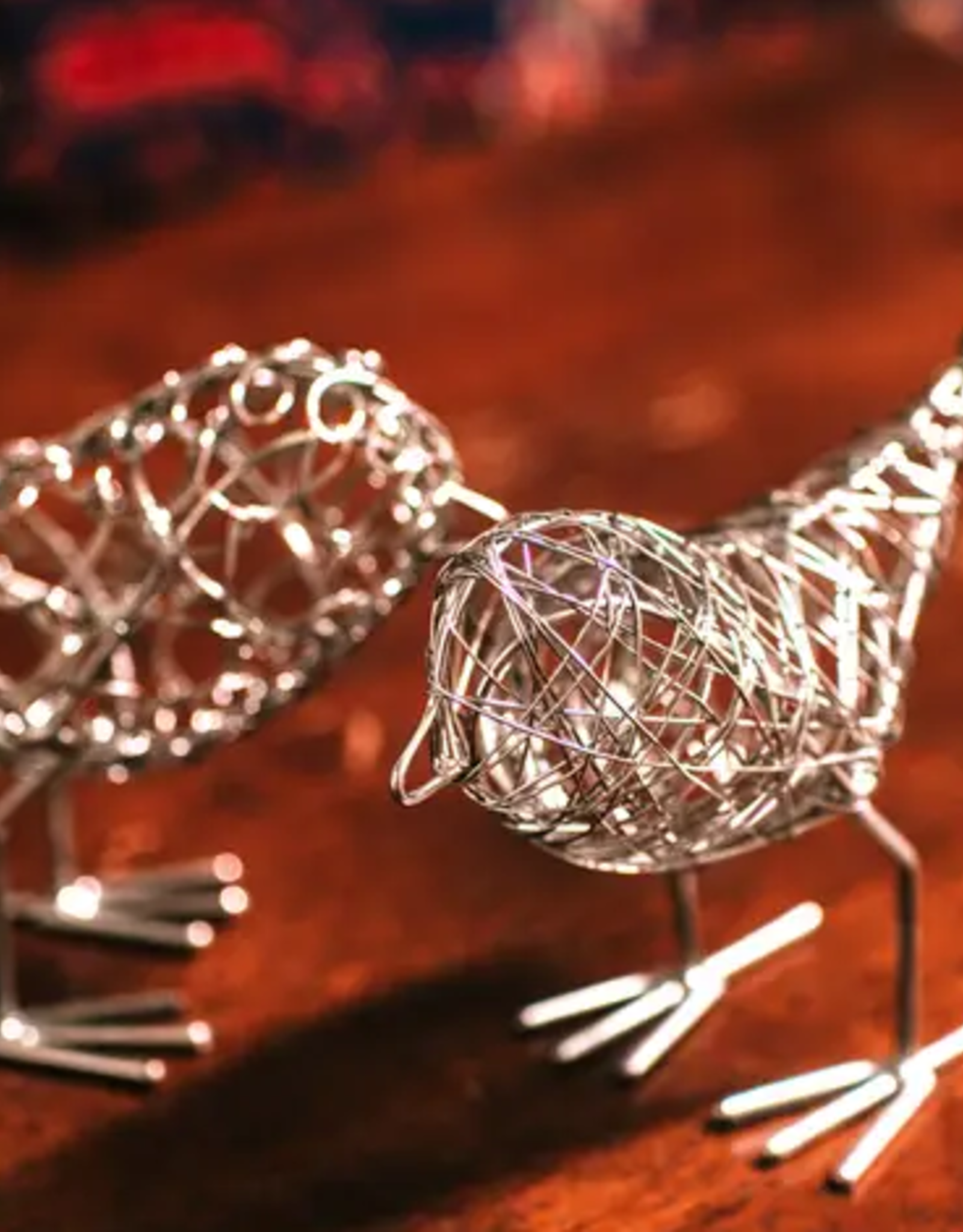 India Wrapped Wire Birds Silver - India