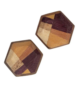 Ten Thousand Villages USA Earrings Stud Wood Hexagon - India