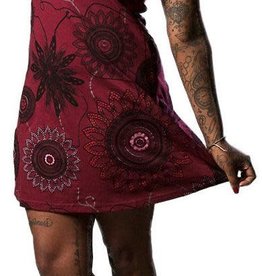 ARK Imports Jangala Short Sleeve Dress (M) Burgundy  - Nepal