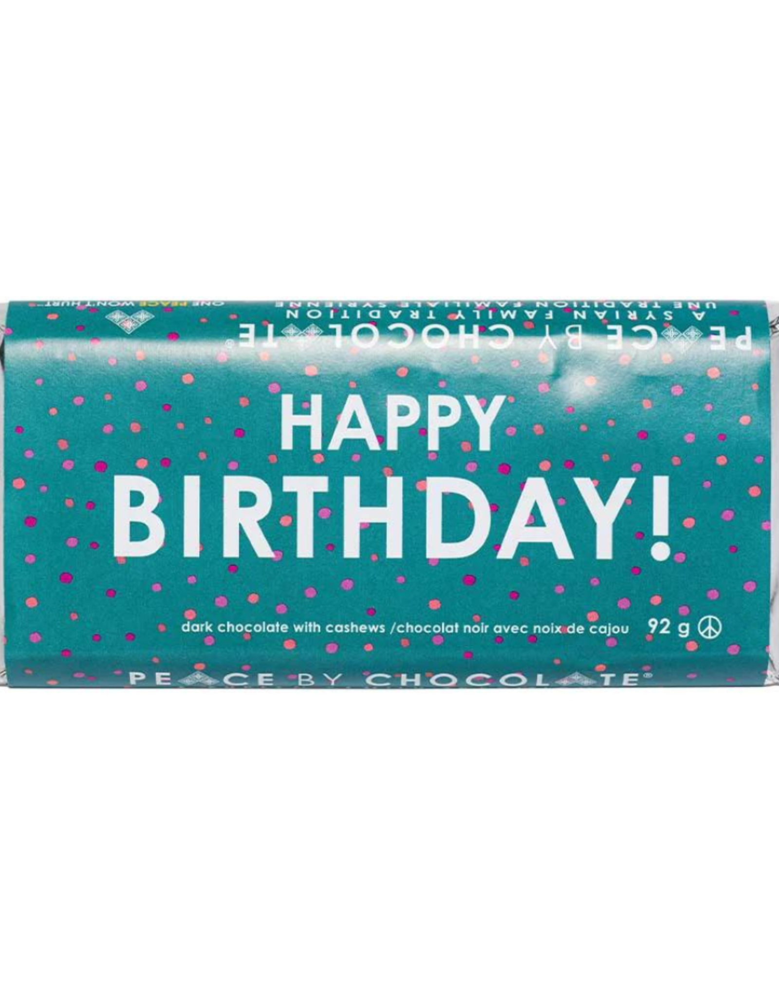 Canada Happy Birthday Dark Chocolate and Cashews Bar 92g - Peace by Chocolate