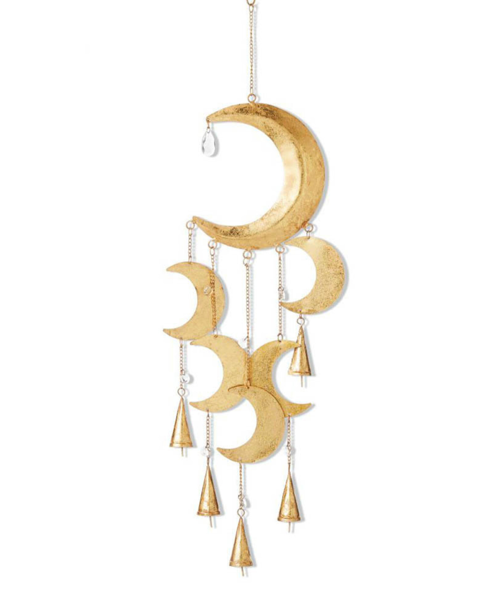 India Wind Chime Crystal Moon Recyled Iron - India