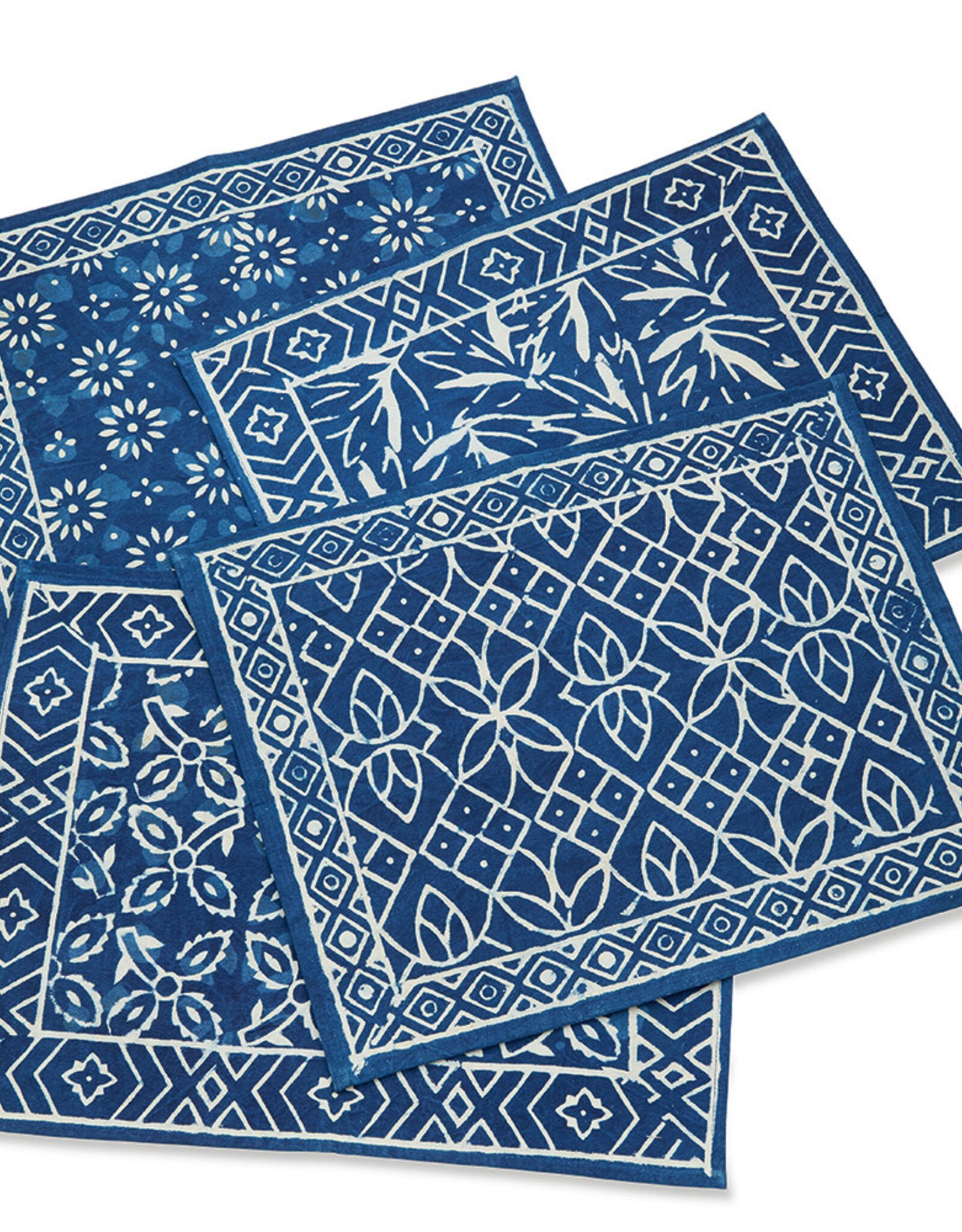 India Placemats Indigo Dabu Block Print, Set of 4 - India