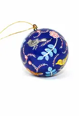 India Ornament Handpainted Birds and Flowers Blue - India