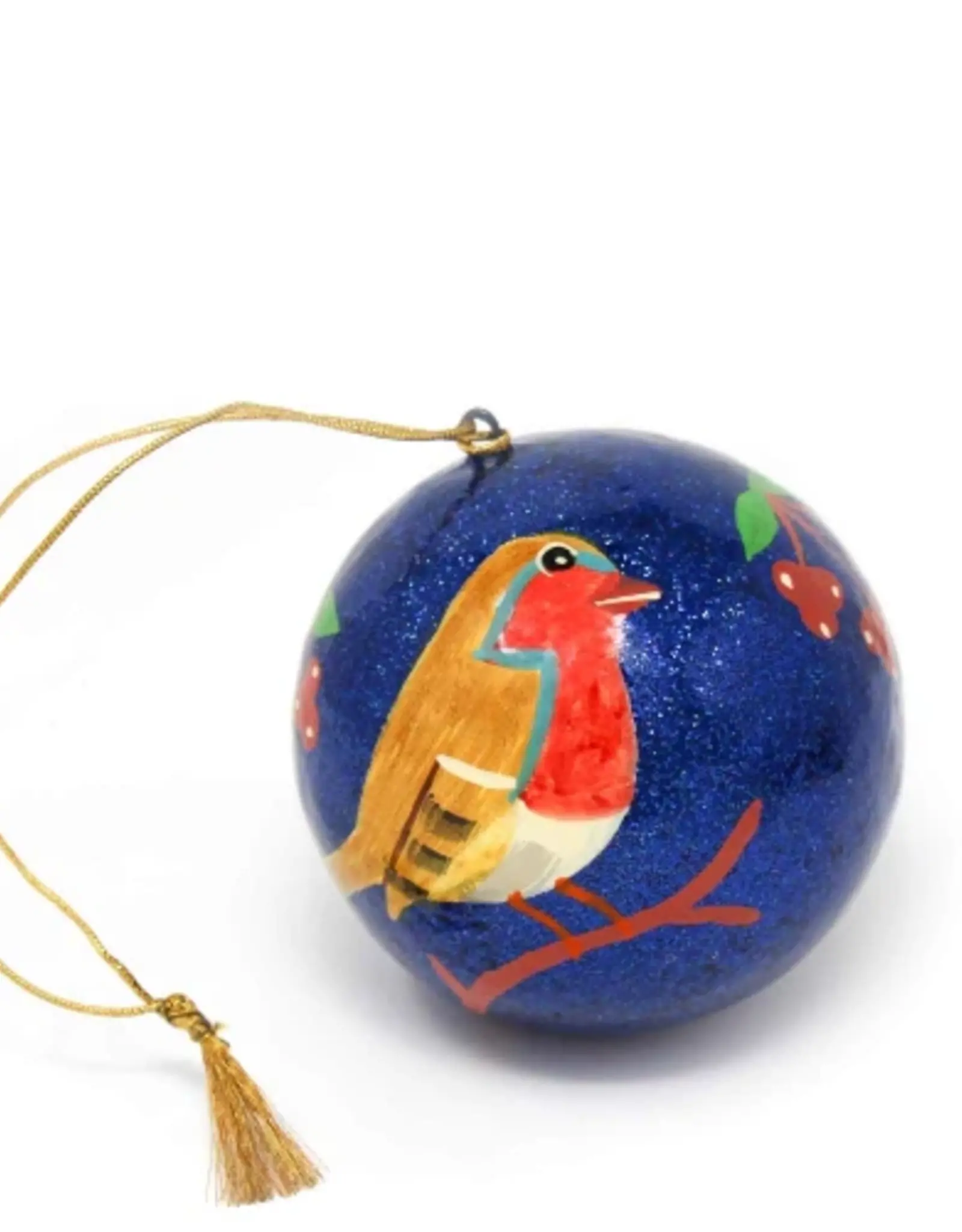 India Ornament Handpainted Bird on Branch - India