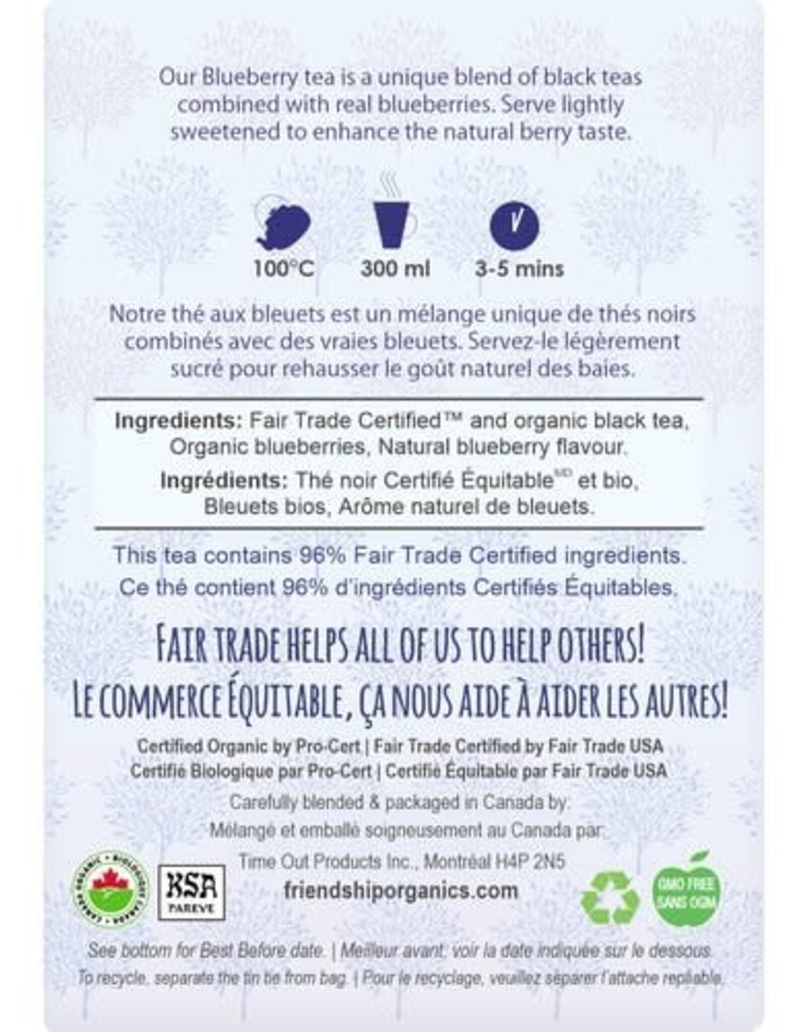 Tea Wild Blueberry Sachets Twin Pack Friendship Organics