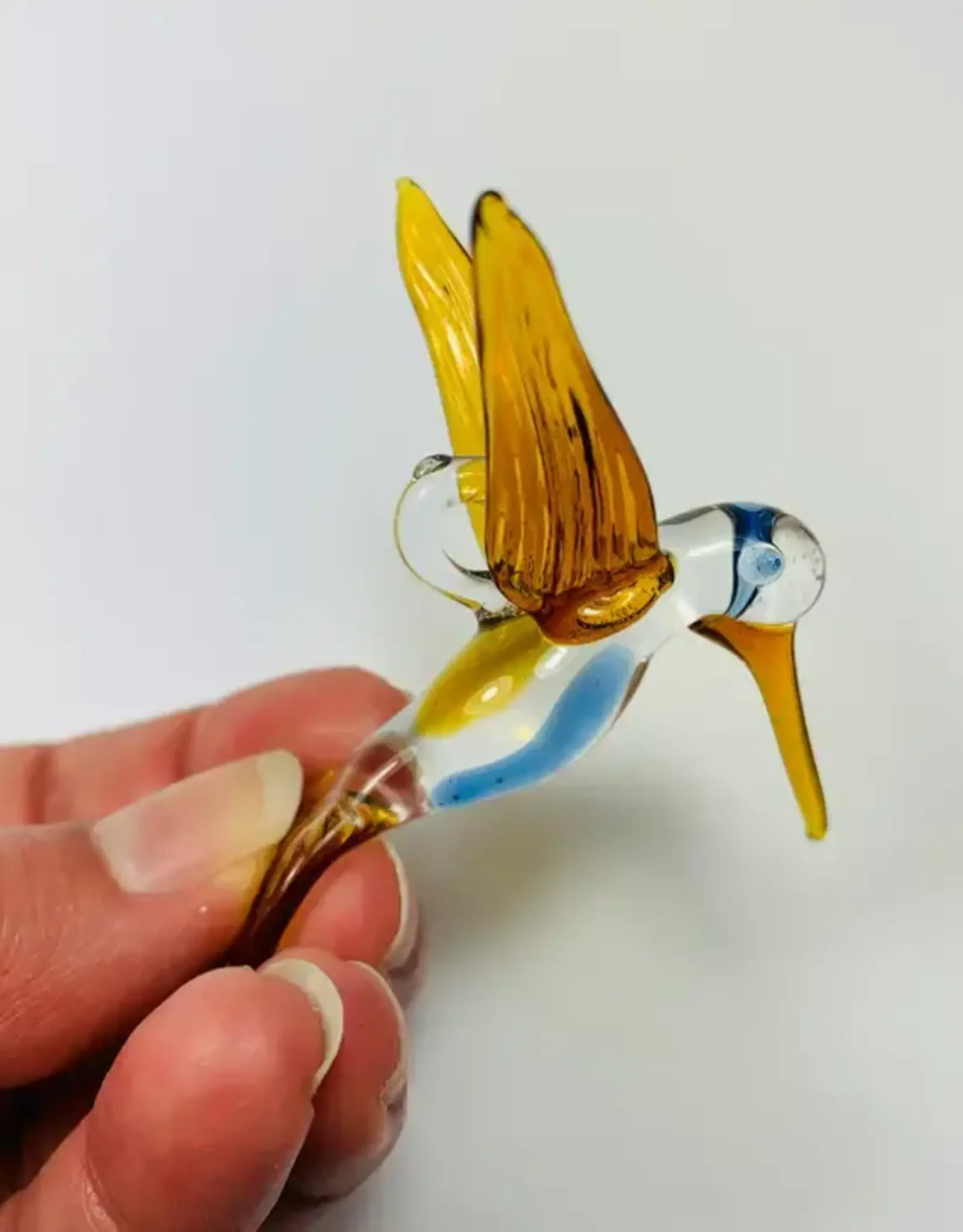 Egypt Blown Glass Amber Hummingbird Posing - Egypt