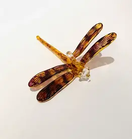 Egypt Ornament Dragonfly Yellow & Brown Variegated Blown Glass - Egypt