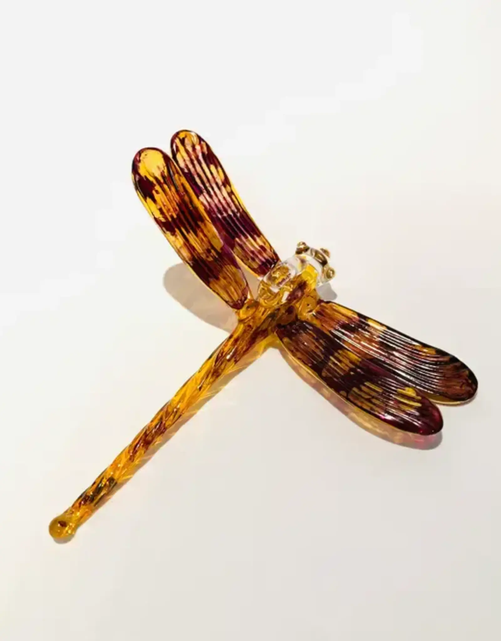 Egypt Ornament Dragonfly Yellow & Brown Variegated Blown Glass - Egypt