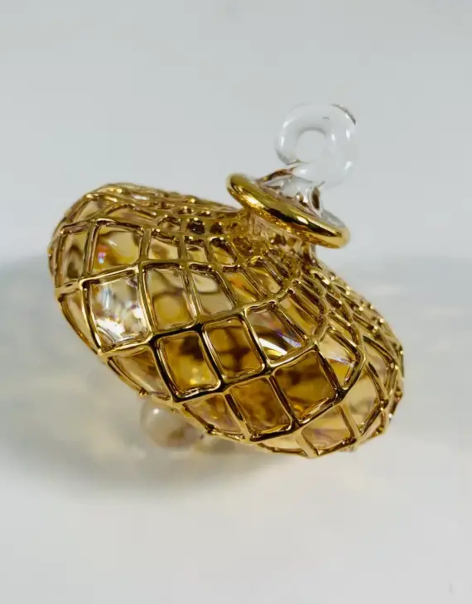 Egypt Blown Glass Amber Small Diamond Toupie  - Egypt