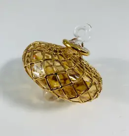 Egypt Blown Glass Amber Small Diamond Toupie  - Egypt Egypt Blown Glass Amber Small Diamond Toupie  - Egypt