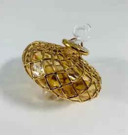 Egypt Ornament Amber Small Diamond Toupie Blown Glass - Egypt