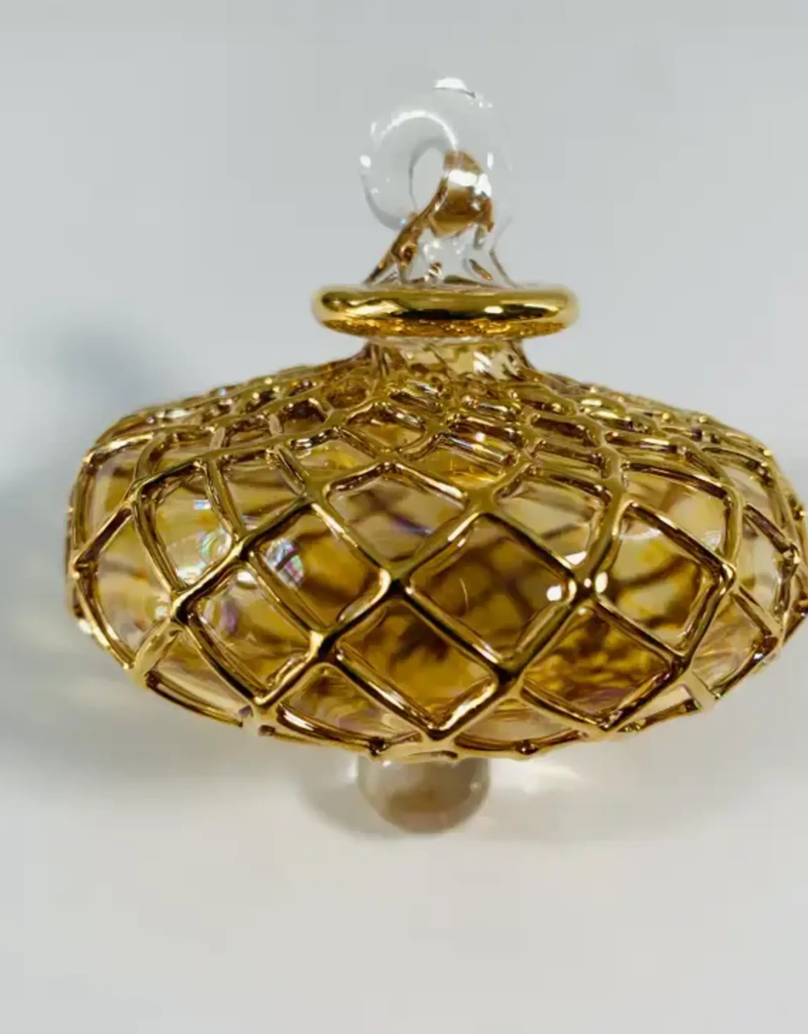 Egypt Blown Glass Amber Small Diamond Toupie  - Egypt