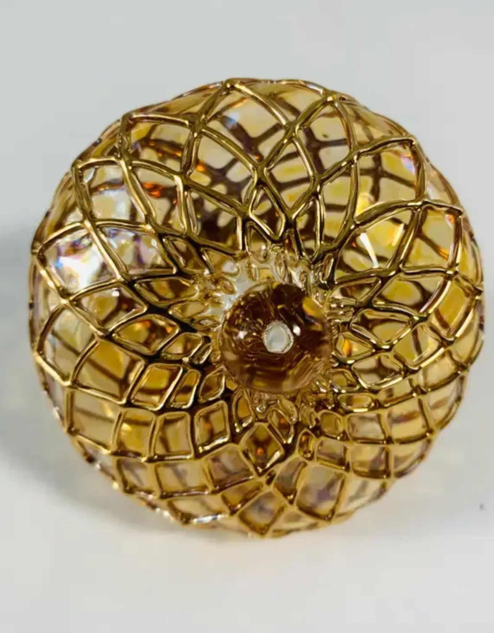Egypt Blown Glass Amber Small Diamond Toupie  - Egypt