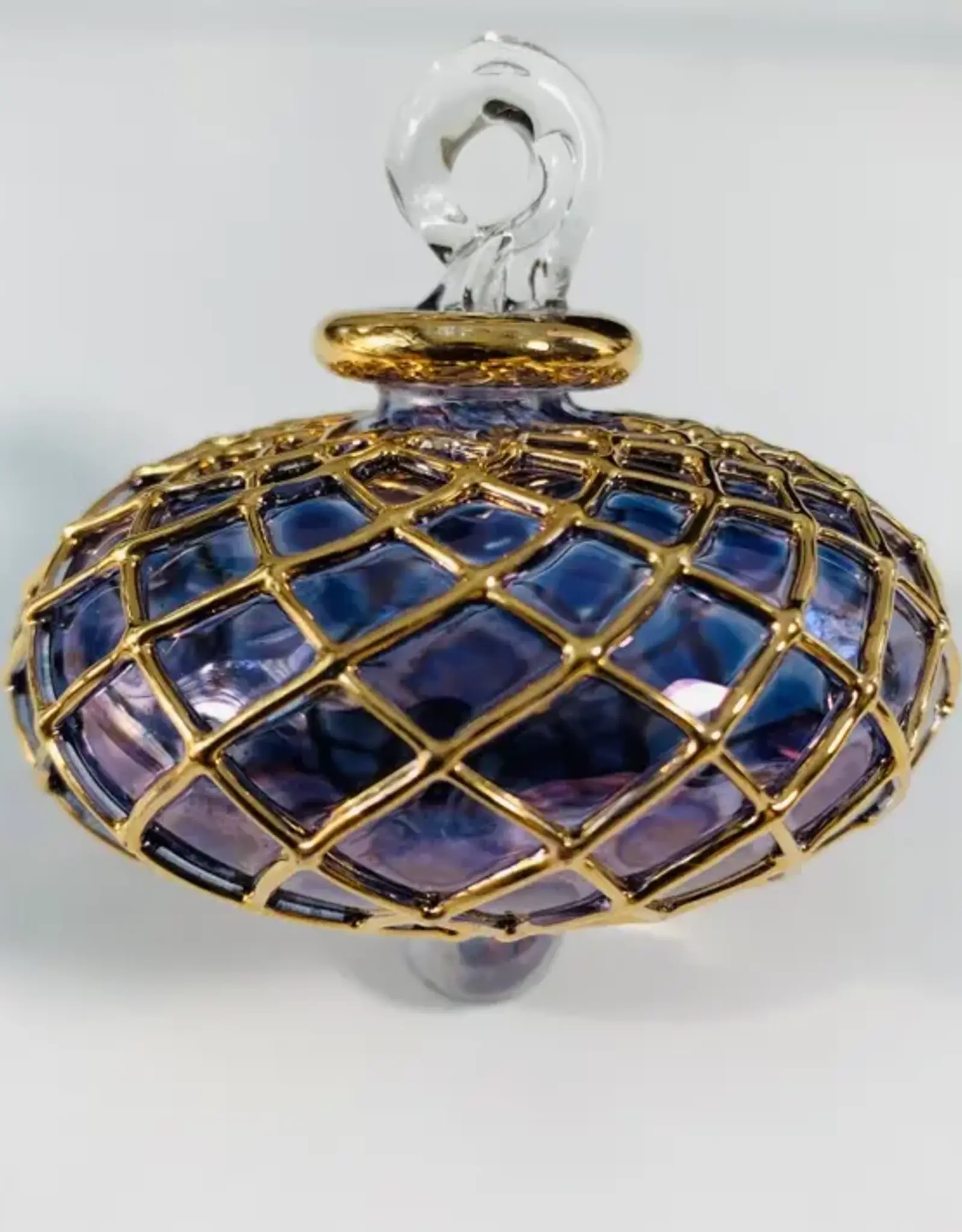 Egypt Blown Glass Purple Small Diamond Toupie - Egypt