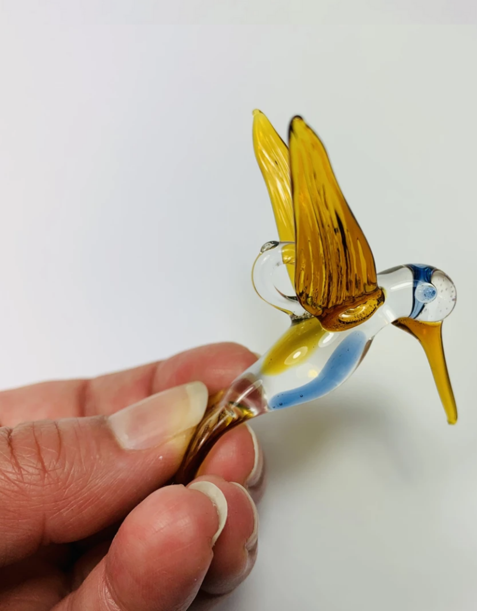 Egypt Blown Glass Amber Hummingbird Posing - Egypt