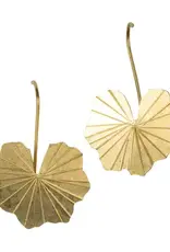 India Earrings Brass Lotus Leaf Drop - India