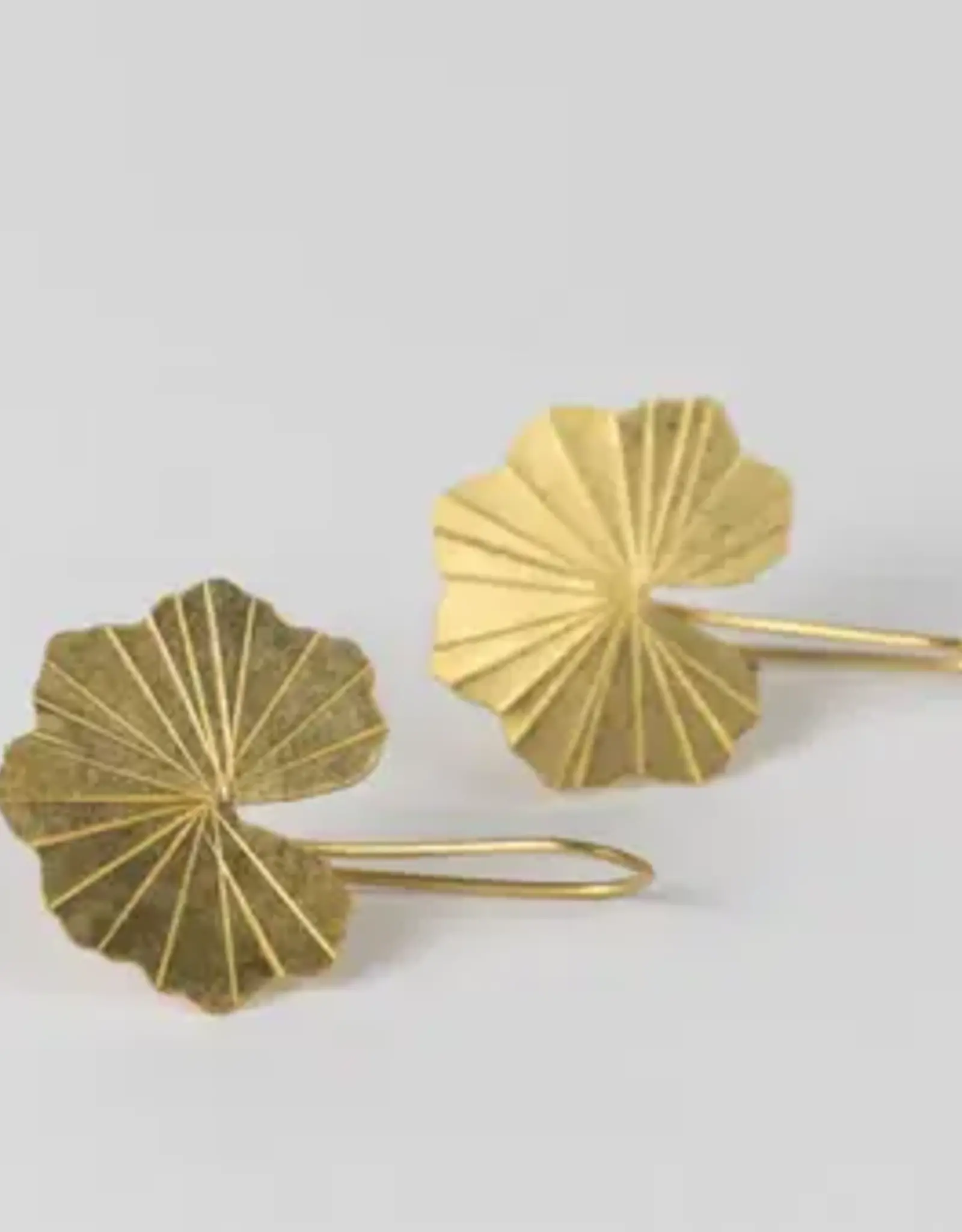 India Earrings Brass Lotus Leaf Drop - India