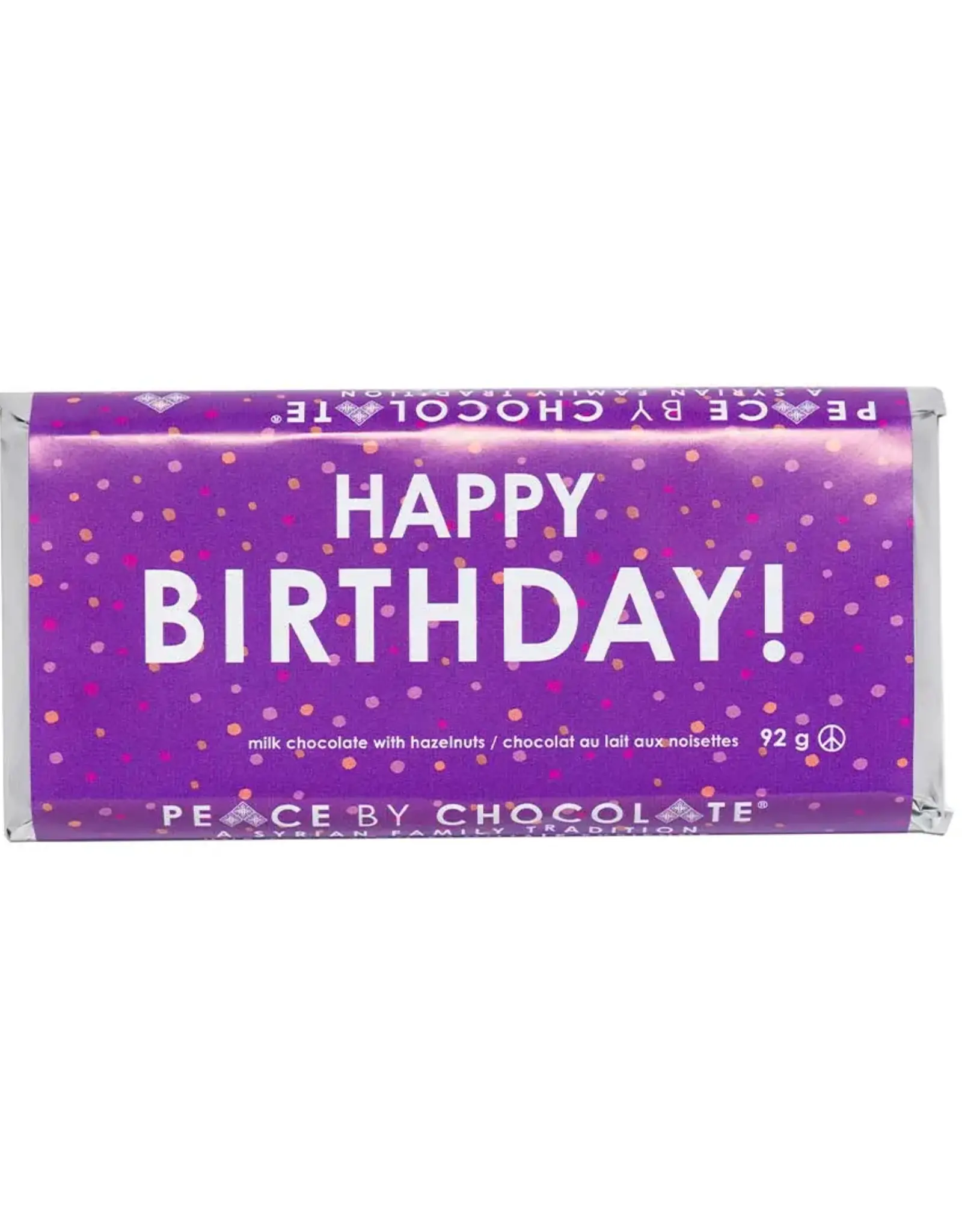 Canada Happy Birthday Milk Chocolate Hazelnuts 92g - Peace by Chocolate