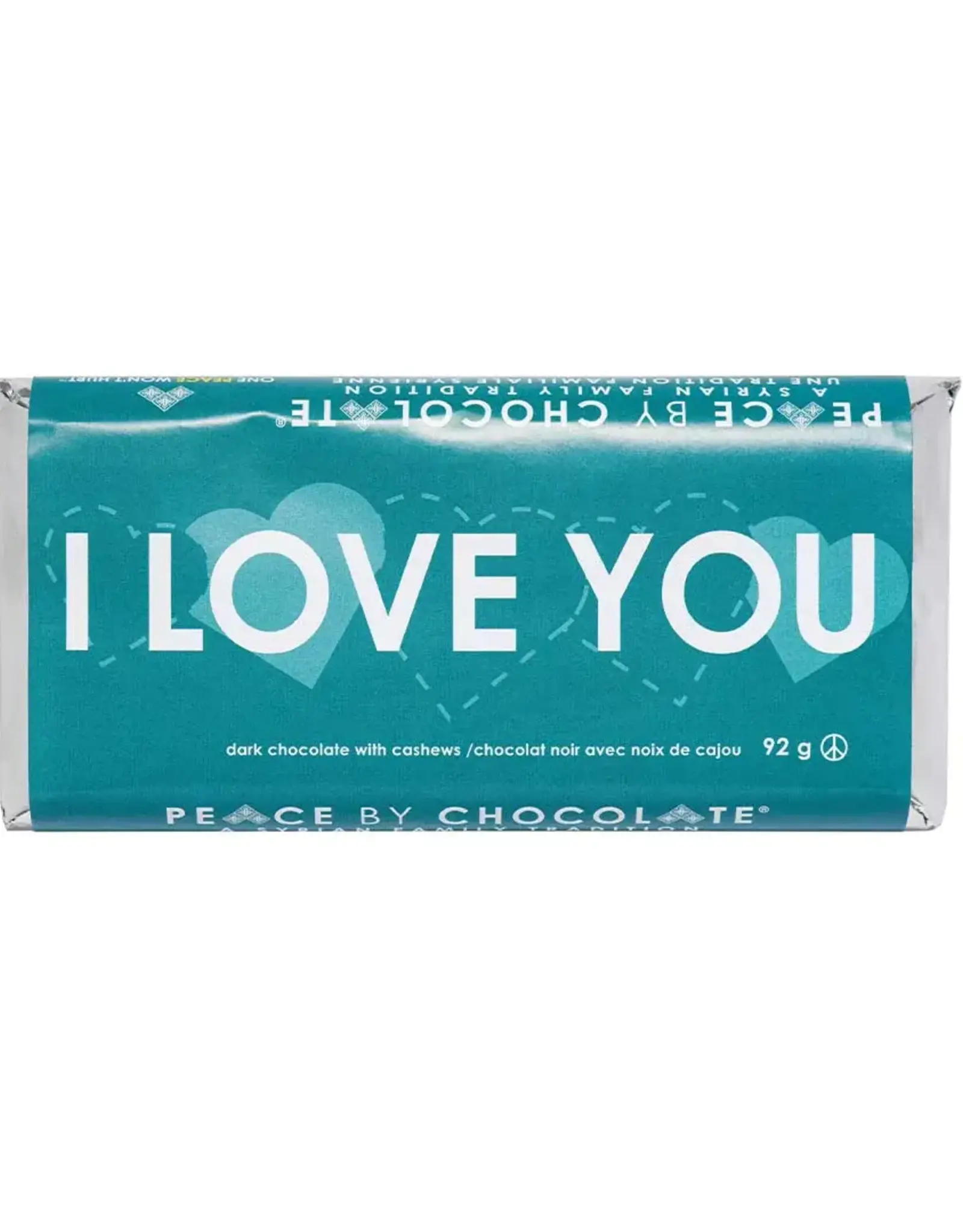 Canada I Love You Dark Chocolate and Cashews Bar 92g - Peace by Chocolate