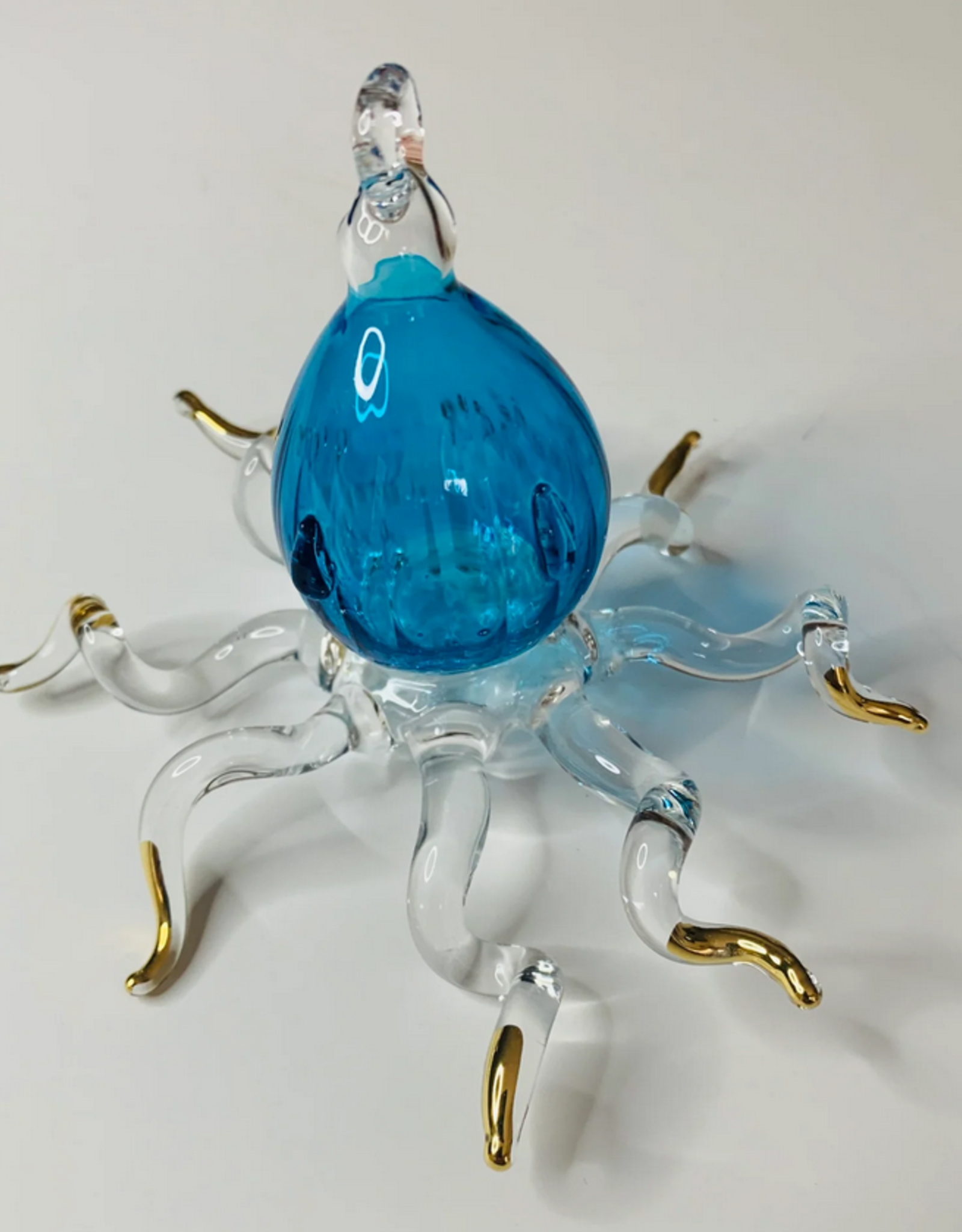 Ornament Turquoise Octopus Blown Glass - Egypt