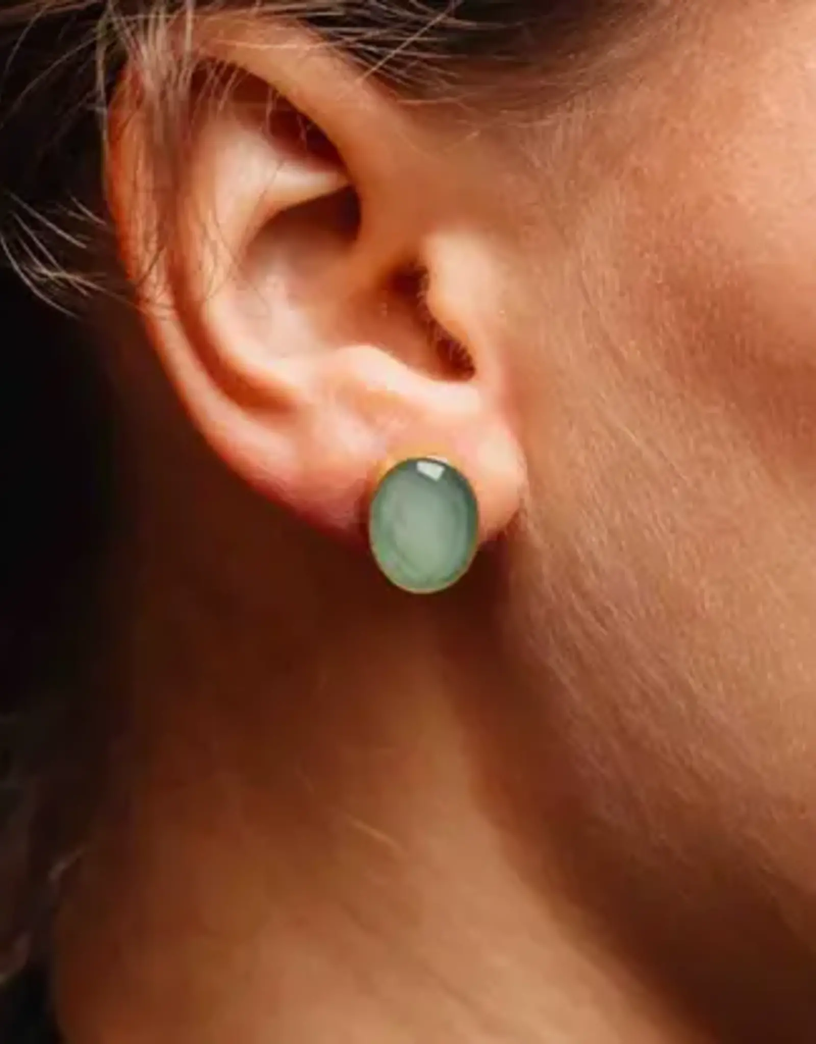 India Earrings Shanti Green Onyx Stud - India