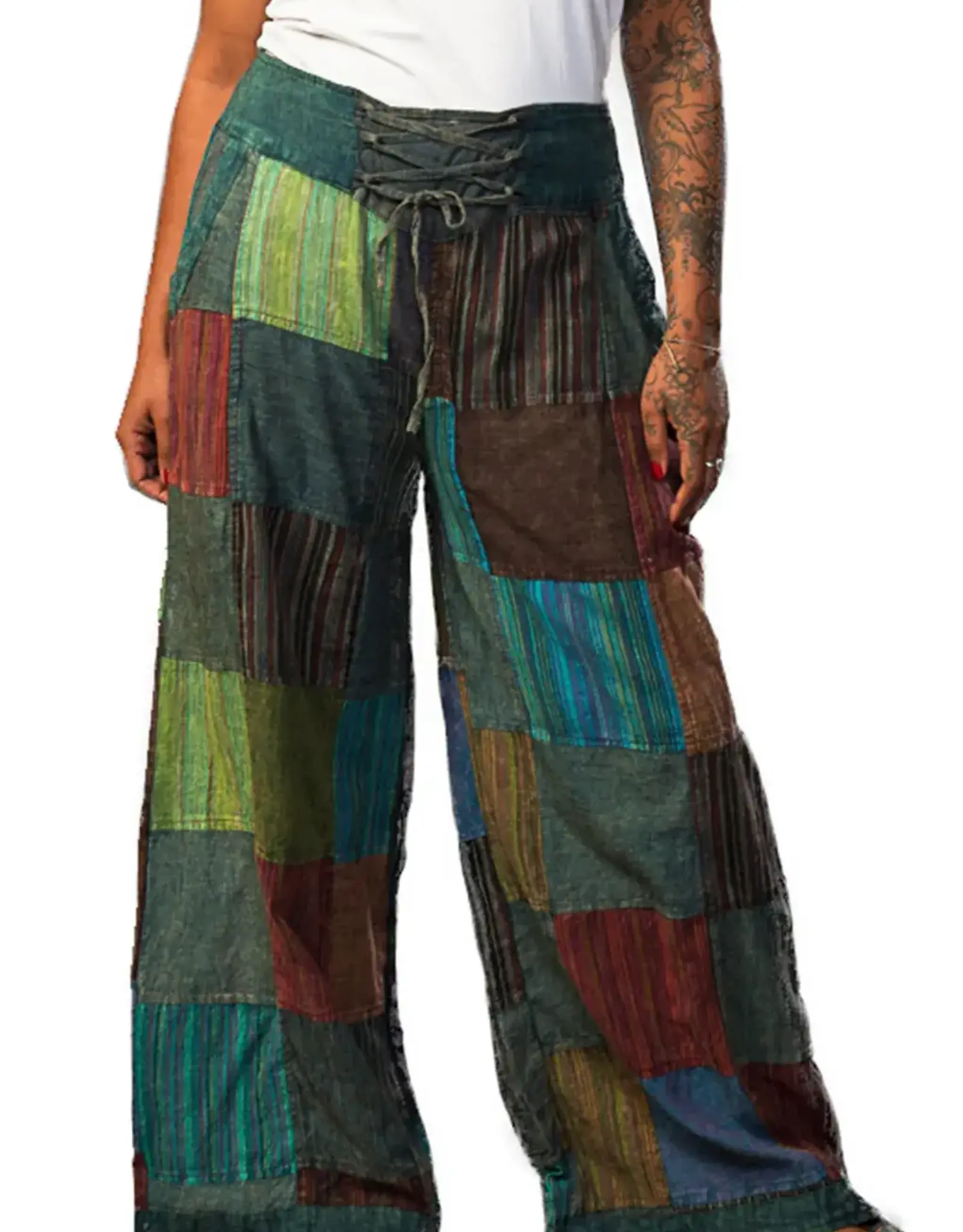 Nepal Pants Rastra  Patchwork Teal S - Nepal