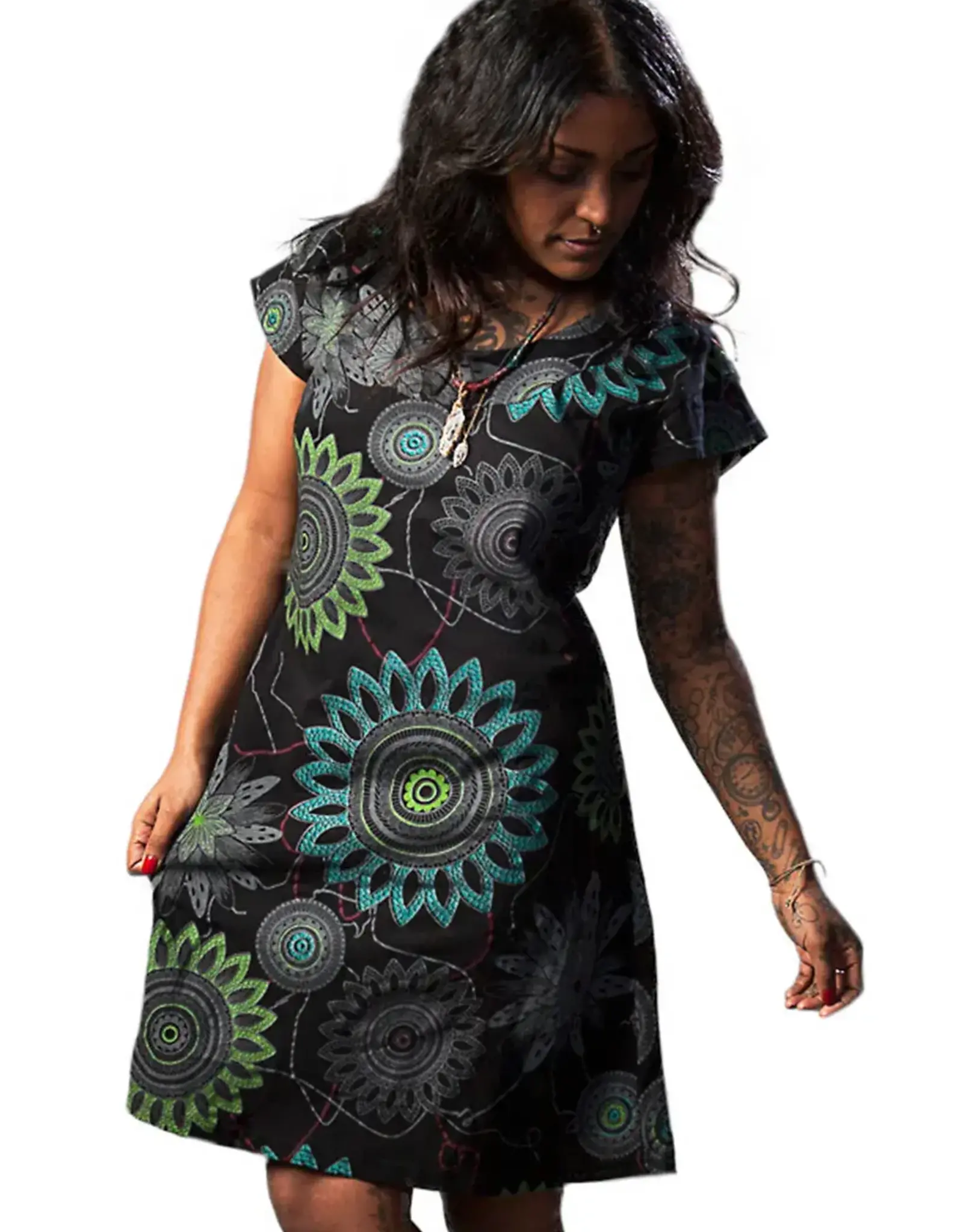 Nepal Dress Jangala Short Sleeve  M Black  - Nepal