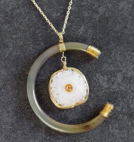 India Necklace Celestial Reclaimed Horn & Geode - India