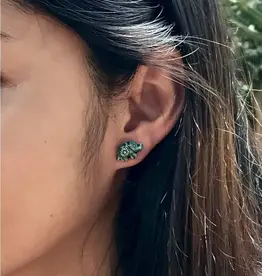 Cambodia Earrings Claycult Elephant Studs Green -Cambodia