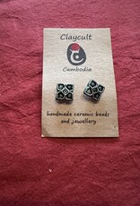 Earrings Claycult Flower Studs Green- Cambodia