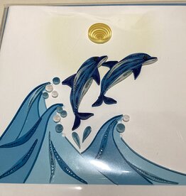 Vietnam Quilling Card Jumping Dolphins  - Vietnam