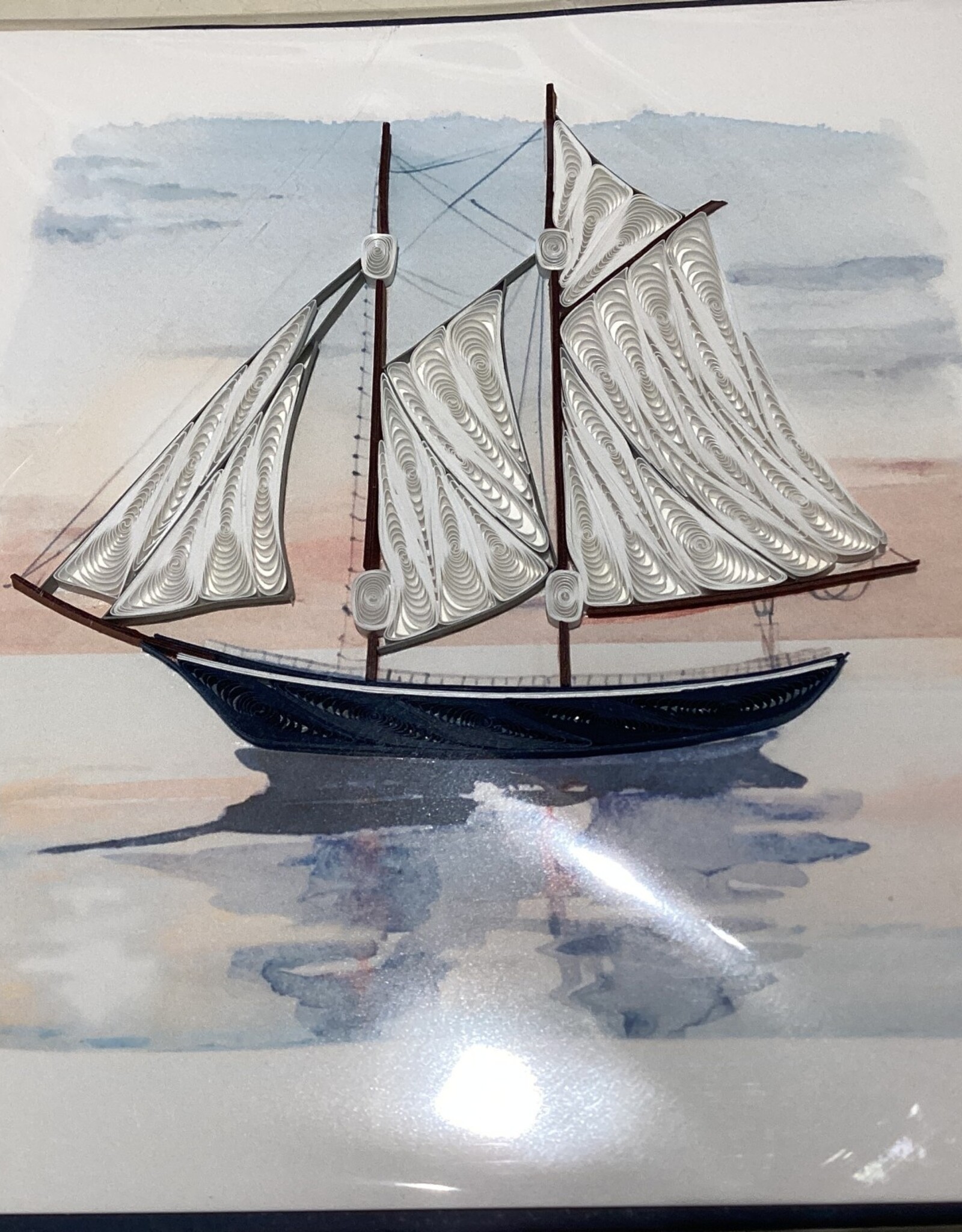 Vietnam Quilling Card Schooner at Sunset  - Vietnam