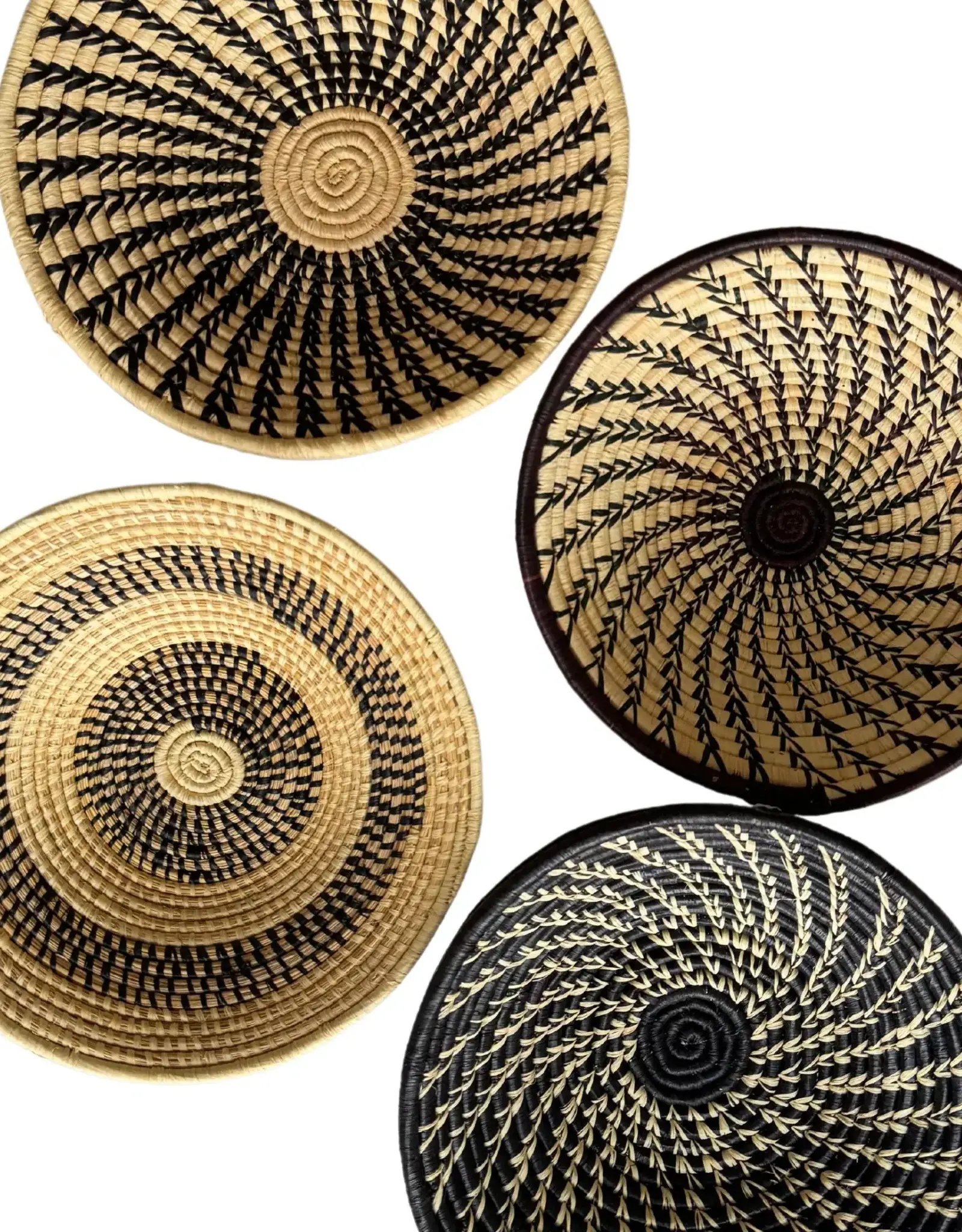 Uganda Basket Woven Sisal, Spiral, Mixed Designs-Uganda