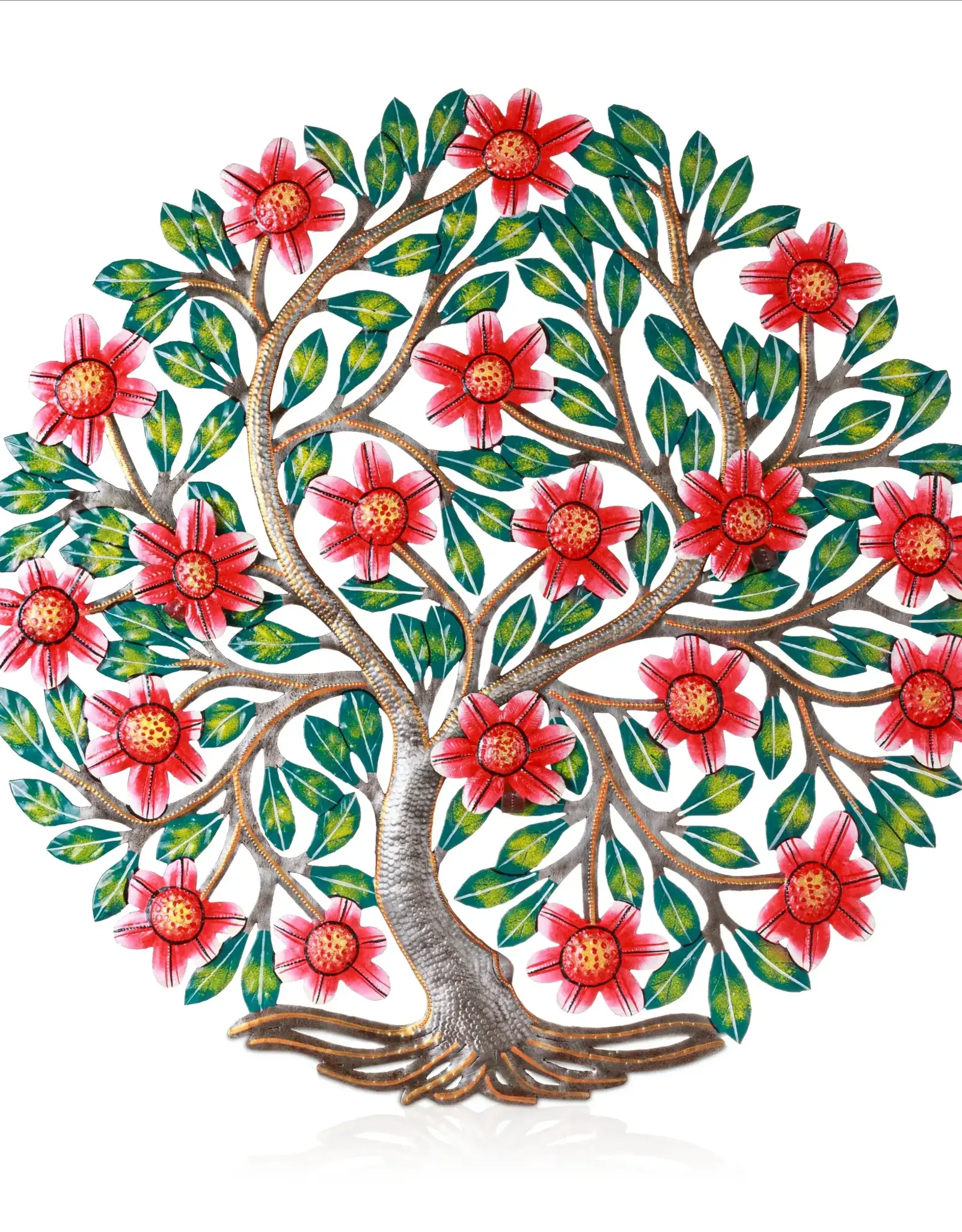 Haiti Wall Art Painted Haitian Metal Drum Flowering Tree - Haiti