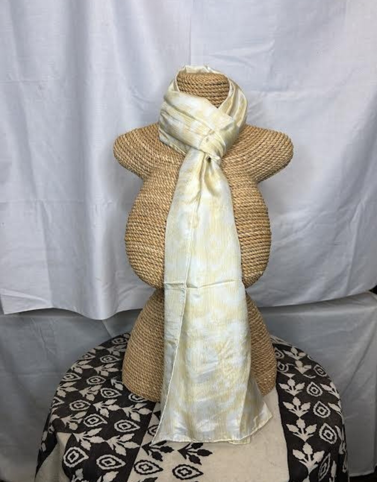 India Scarf Silk Yellow/White - India