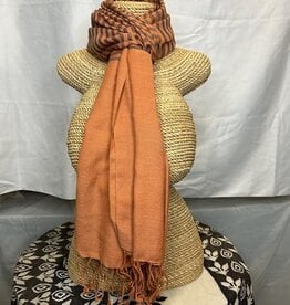 India Scarf Cotton Rust w/Stripe - India