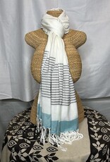 India Scarf Viscose White/Blue/Grey- India