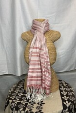 India Scarf Viscose Red & White Stripe- India