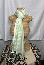 India Scarf Viscose Green & White Stripe- India