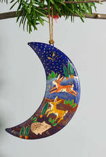 India Ornament Painted Moon Paper Mache