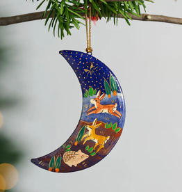 India Ornament Painted Moon Paper Mache