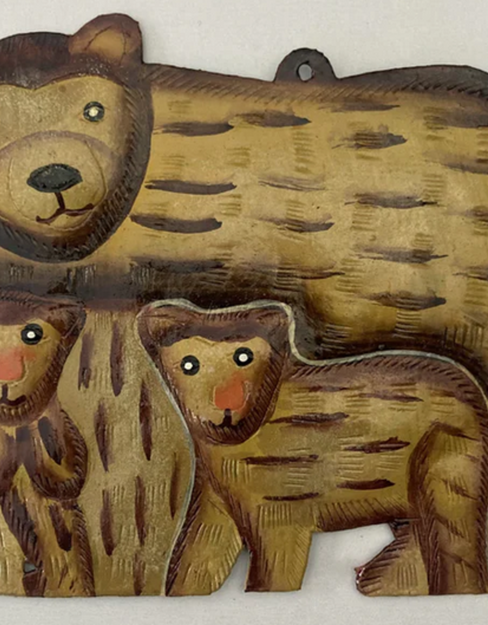 Haiti Metal Mama Bear and Cubs Ornament - Haiti