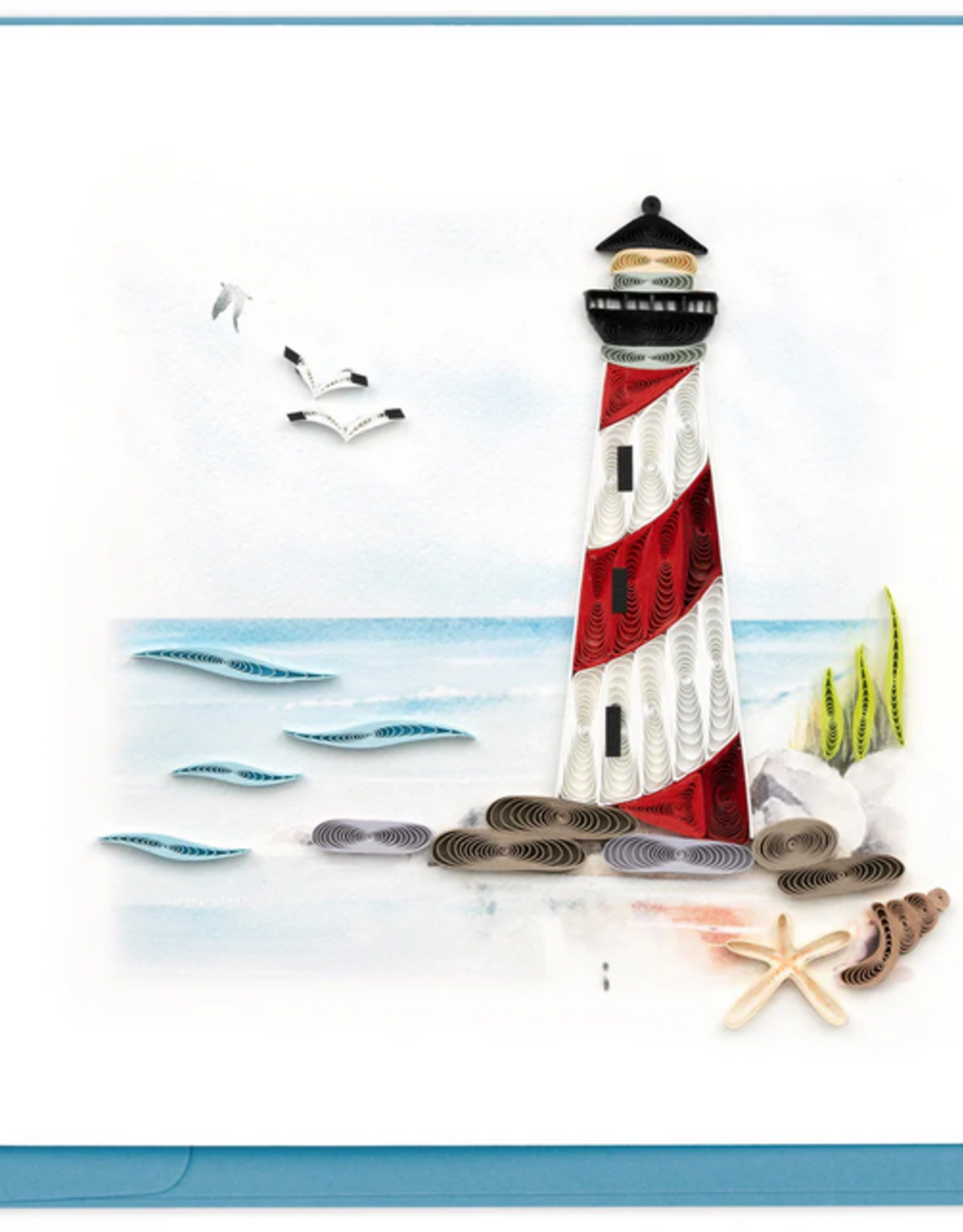 Vietnam Quilling Card Red and Blue Lighthouse  - Vietnam