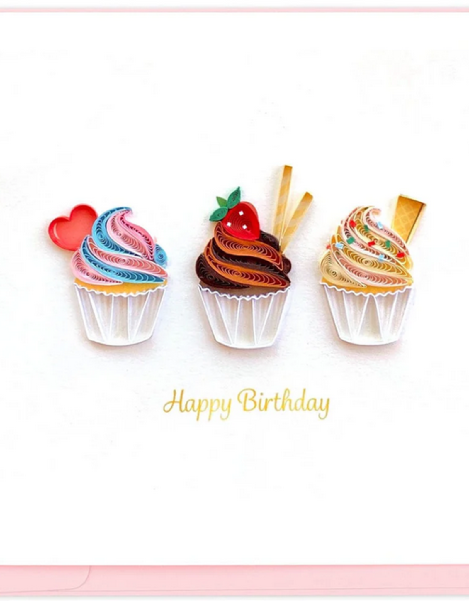 Vietnam Quilling Card  Birthday Cupcake Trio - Vietnam