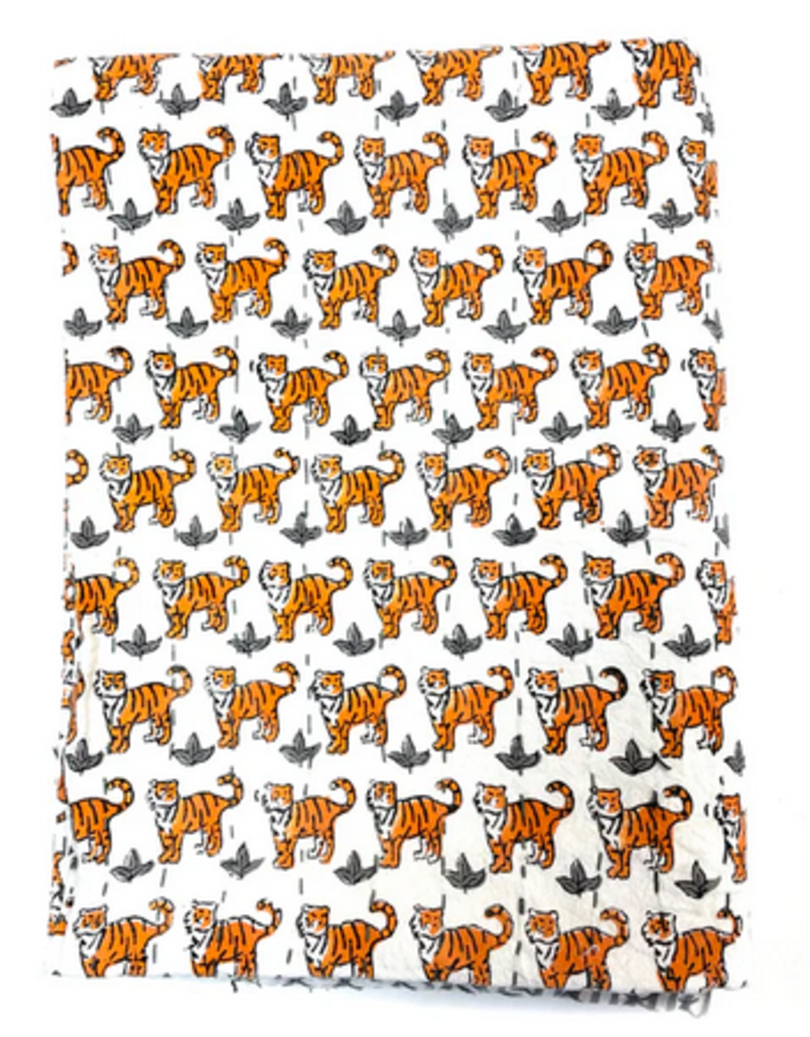 India Block Printed Tiger Kantha Quilt - India