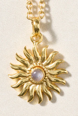 India Necklace Sunburst Moonstone Pendant - India