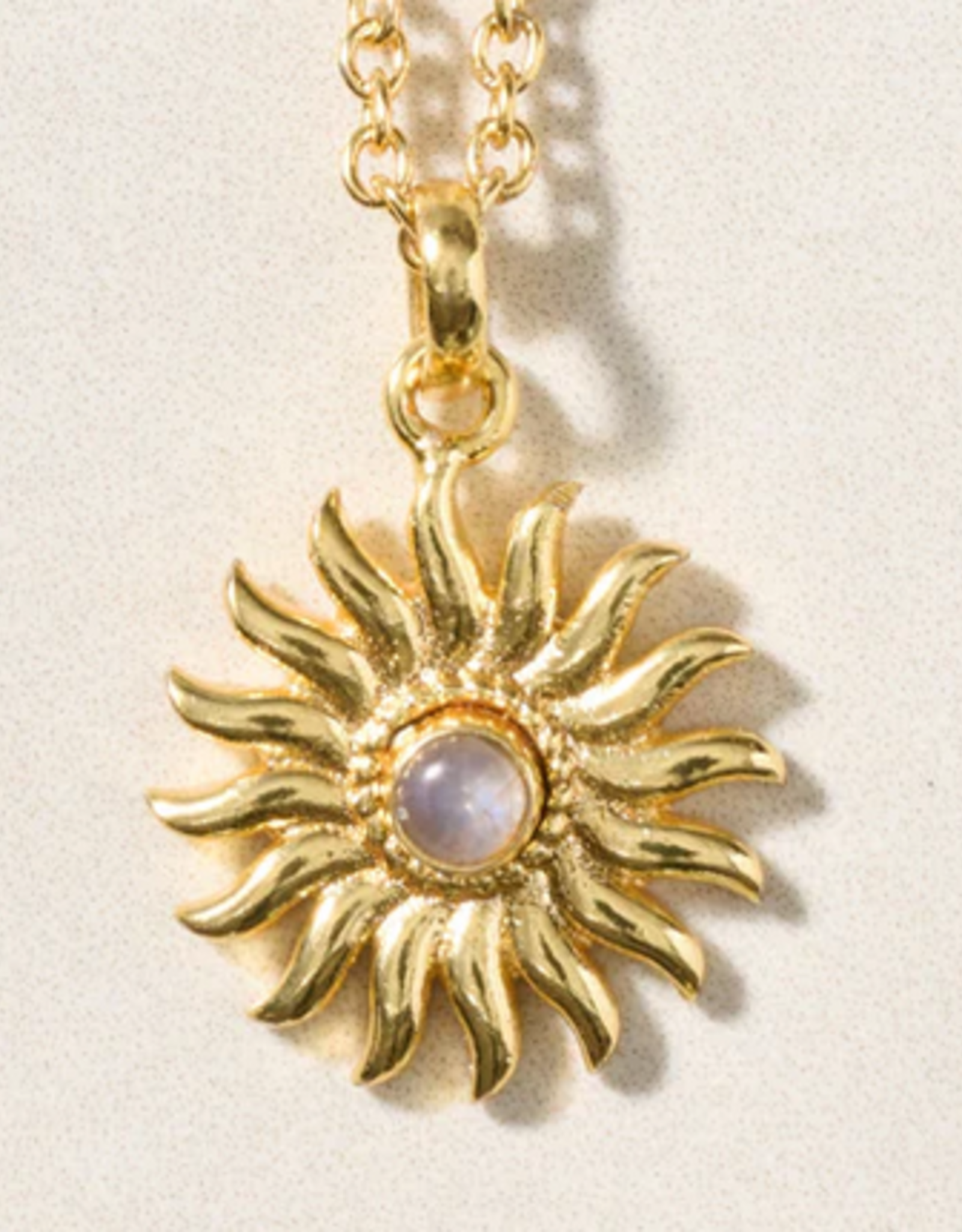 India Necklace Sunburst Moonstone Pendant - India