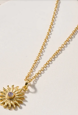 India Necklace Sunburst Moonstone Pendant - India